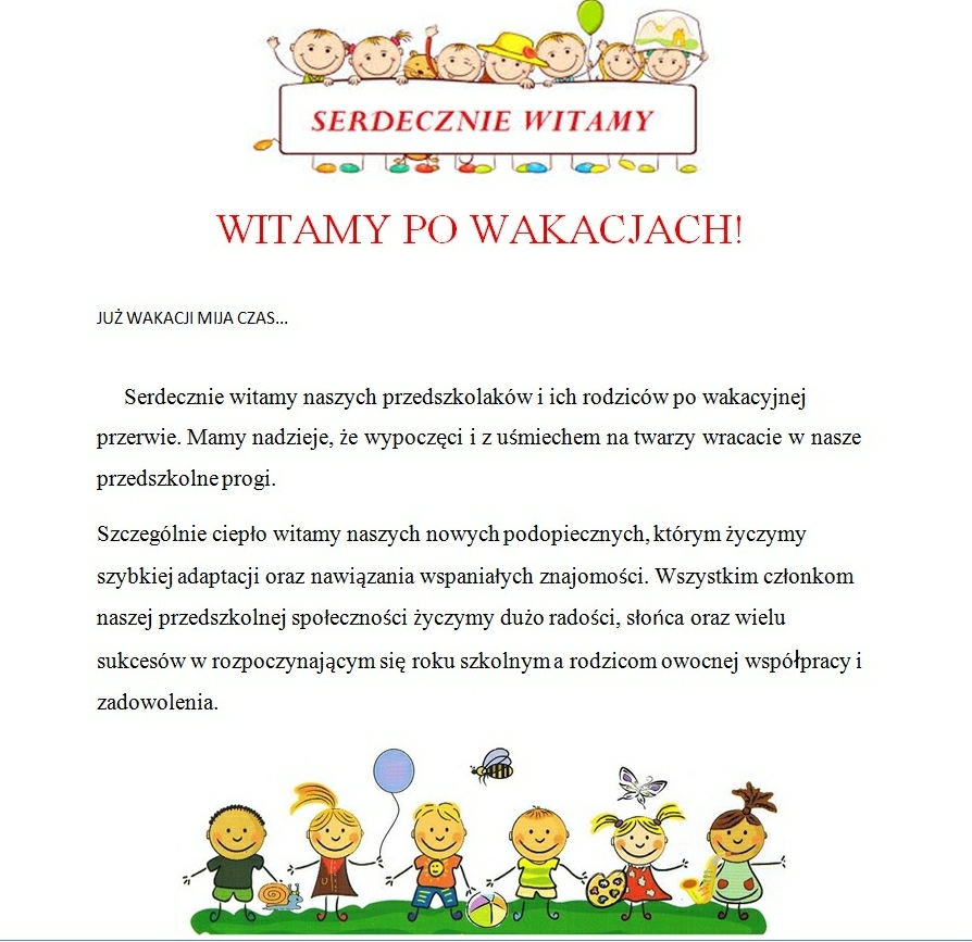 witamy po wakacjach życzenia